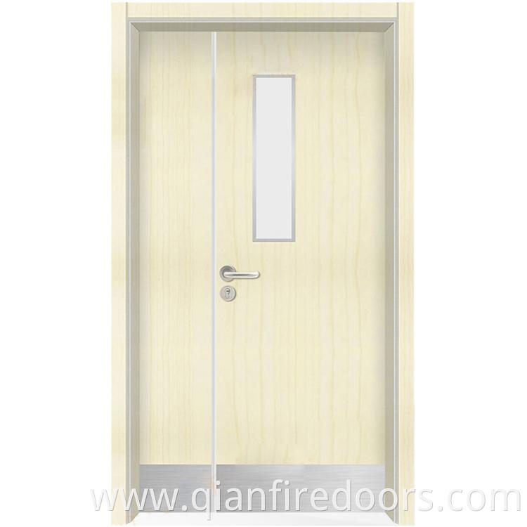 Hospital office main solid door pvc waterproof front wood framed glass doors